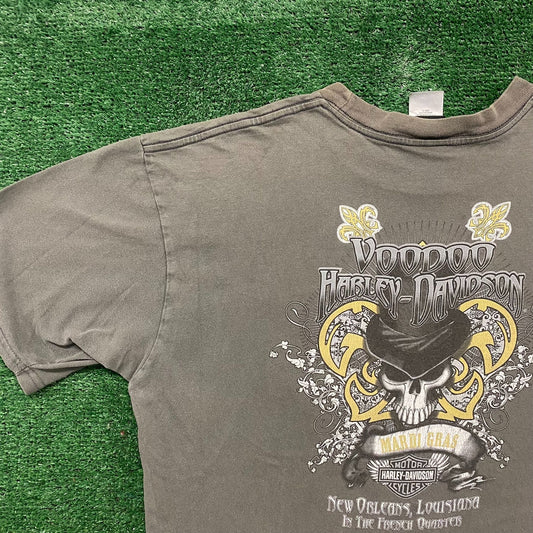 Vintage Y2K Harley Voodoo Skull Essential Punk Biker Tee
