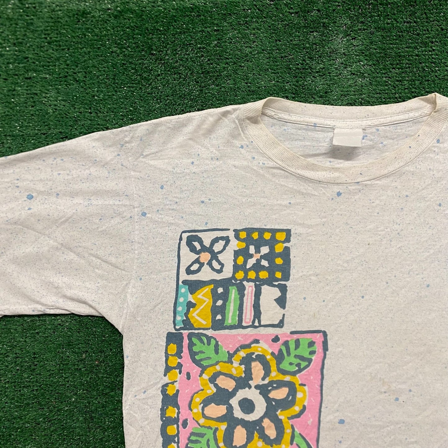 Vintage 80s Floral Painting Art Surf Single Stitch Tee