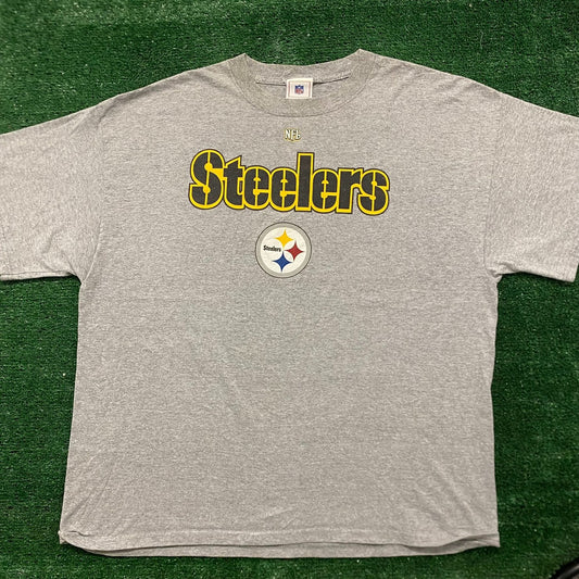 Vintage Y2K Pittsburgh Steelers Football Logo NFL Gray Tee