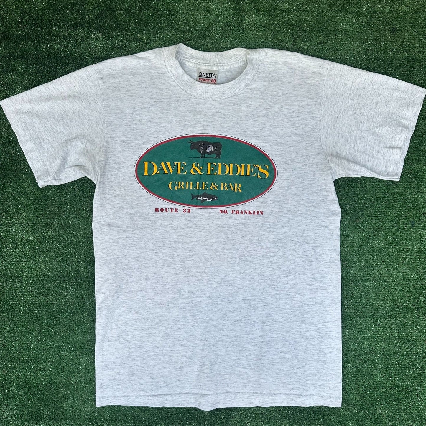 Vintage 90s Connecticut Dive Bar T-Shirt Gray L Single Stitch Tourist Souvenir