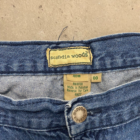 Vintage 90s Baggy Essential Faded Denim Cargo Skater Jeans