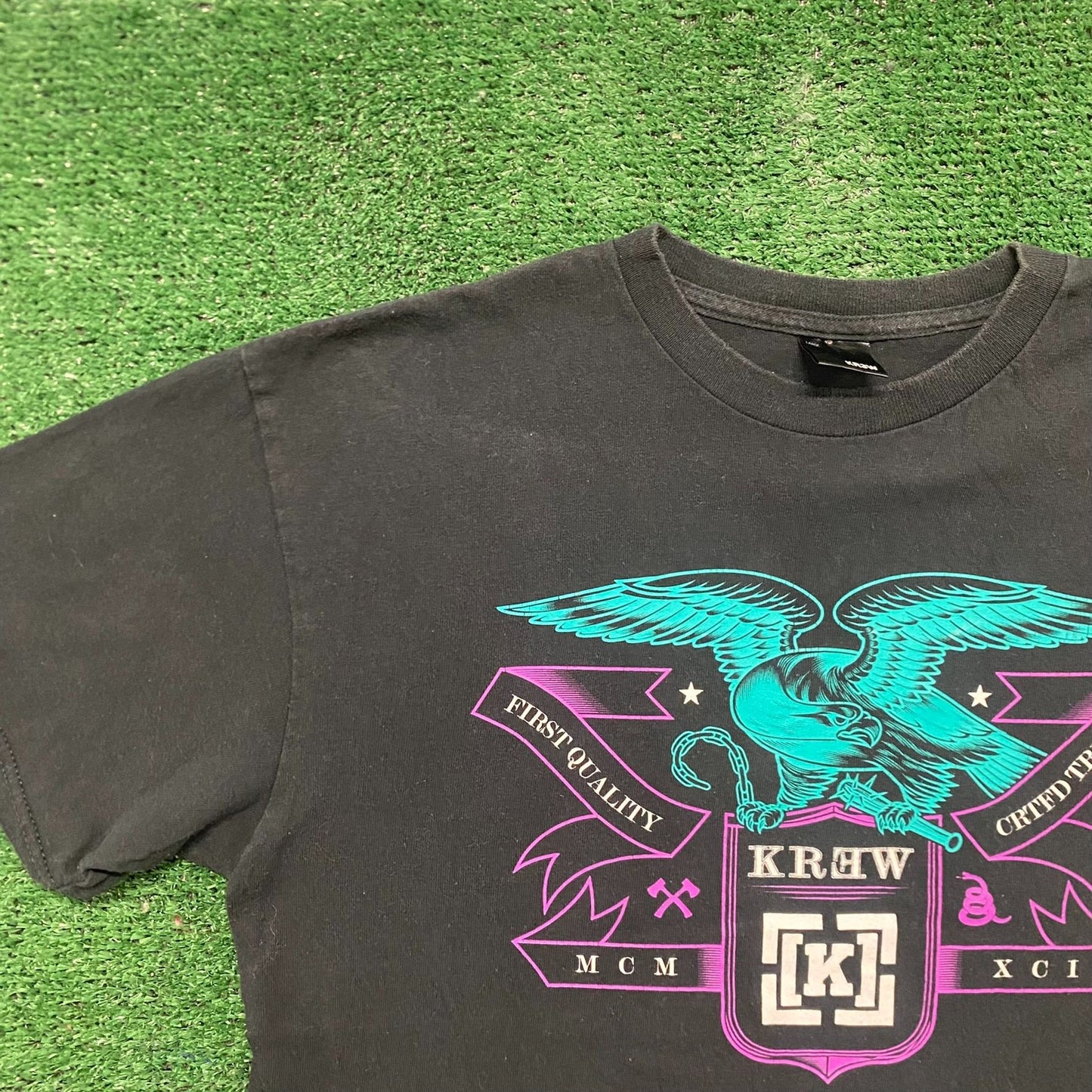 Vintage Y2K KR3W Eagle Essential Drill Rap Streetwear Tee