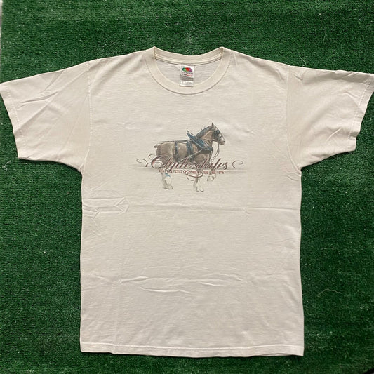 Vintage 90s Budweiser Clydesdales Shirt Beer Horse Logo Tee