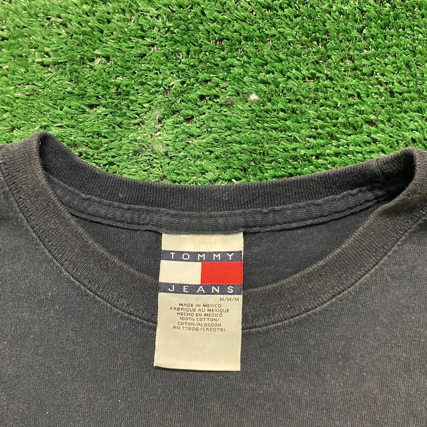 Vintage 90s Tommy Hilfiger Shirt Navy Long Sleeve Logo Tee