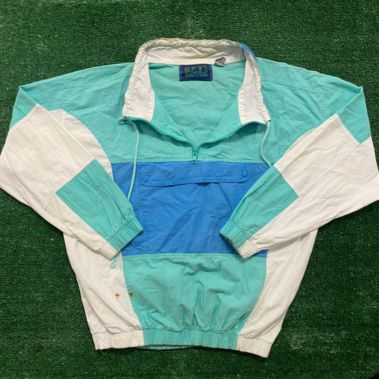 Vintage 80s Geometric Essential Pullover Windbreaker Jacket