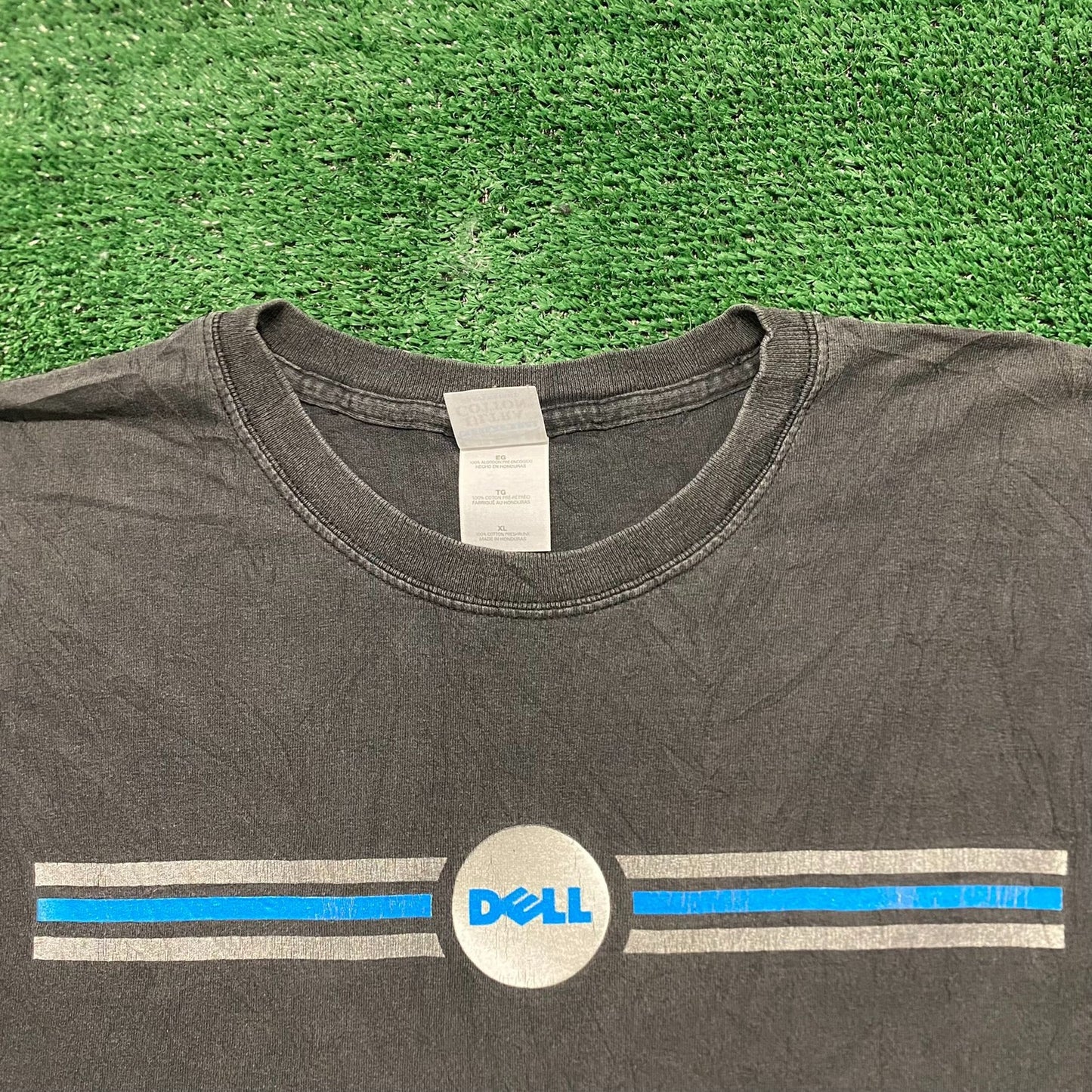 Vintage Y2K Cyber Sun Faded Baggy Dell Computer T-Shirt