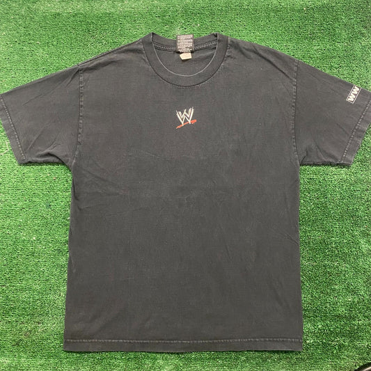 Vintage Y2K WWE Raw Wrestling Shirt Black Smackdown Logo Tee