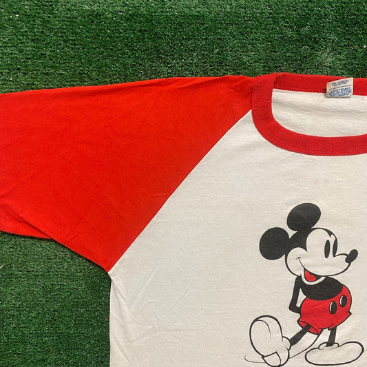 Vintage 80s Mickey Mouse Shirt Single Stitch Disney Raglan Tee