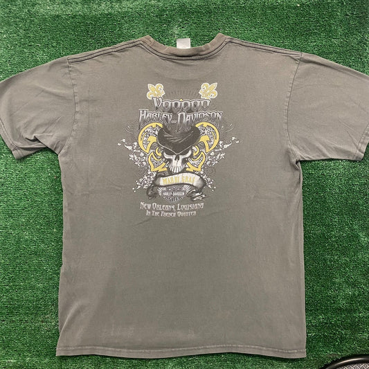Vintage Y2K Harley Voodoo Skull Essential Punk Biker Tee