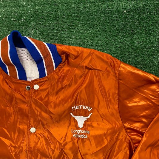 Vintage 90s Longhorn Athletics Sports Satin Bomber Jacket