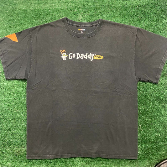 Vintage Y2K Go Daddy NASCAR Shirt Sun Faded Racing Logo Tee