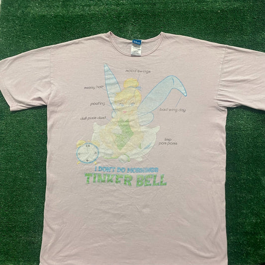 Vintage 90s Tinkerbell Mornings Essential Cartoon Humor Tee