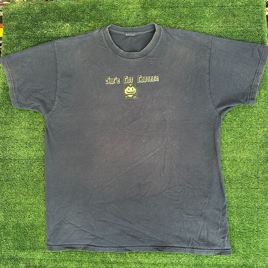 Vintage Y2K Super Mario Goomba T-Shirt Cyber 8-Bit Retro Gamer Humor Navy XL