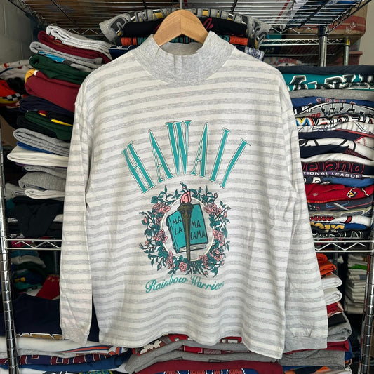 Vintage 90s Uni. Hawaii Rainbow Warriors Striped T-Shirt Long Sleeve College L
