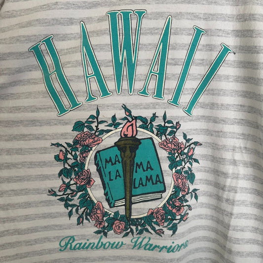 Vintage 90s Uni. Hawaii Rainbow Warriors Striped T-Shirt Long Sleeve College L