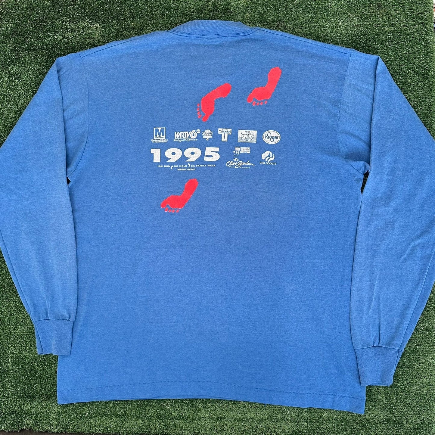 Vintage 90s Indy 400 10K 5K Run T-Shirt Long Sleeve Blue XL Single Stitch 1995