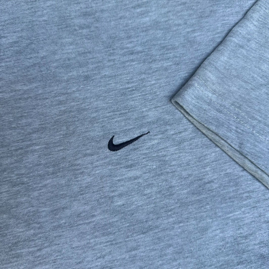 Vintage 90s Nike Mini Swoosh Logo T-Shirt Minimalist Athletic Streetwear Gray XL