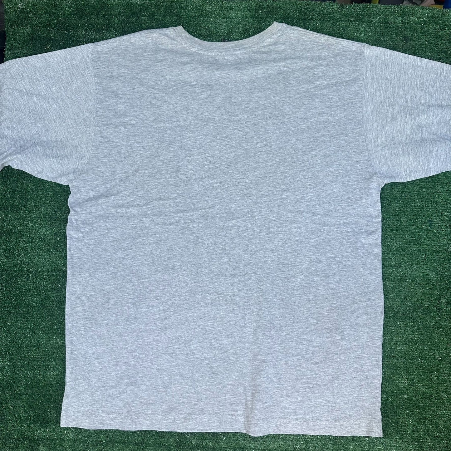 Vintage 90s Nike Mini Swoosh Logo T-Shirt Minimalist Athletic Streetwear Gray XL