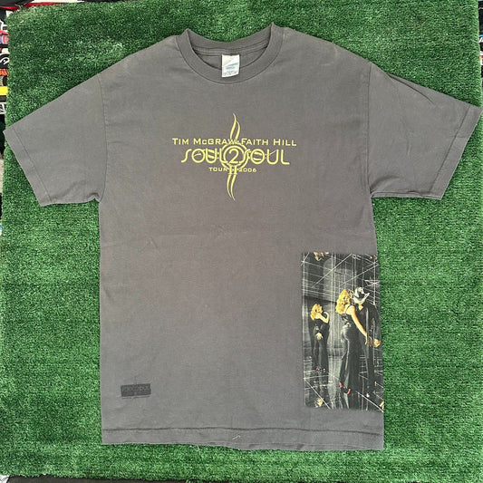 Vintage Y2K Tim McGraw Faith Hill Soul2Soul Tour T-Shirt Country Music Gray L