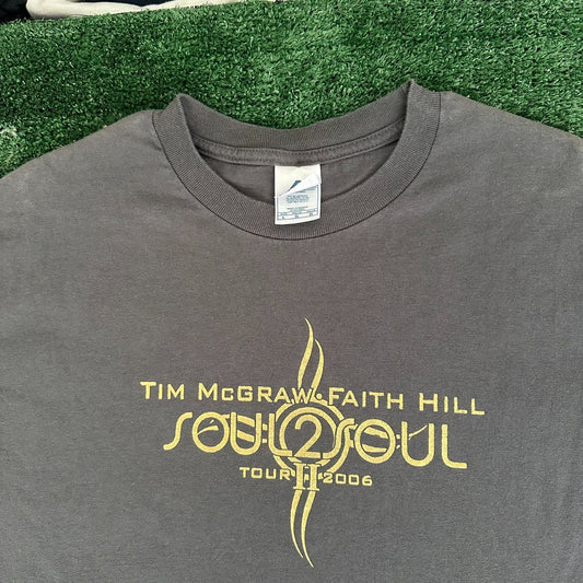 Vintage Y2K Tim McGraw Faith Hill Soul2Soul Tour T-Shirt Country Music Gray L