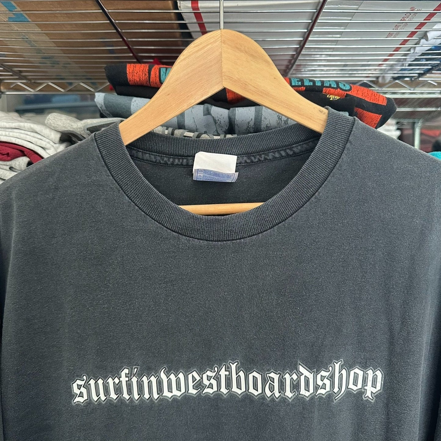 Vintage 90s Surfin' West Boardshop T-Shirt Goth Punk Skate Long Sleeve Black XL