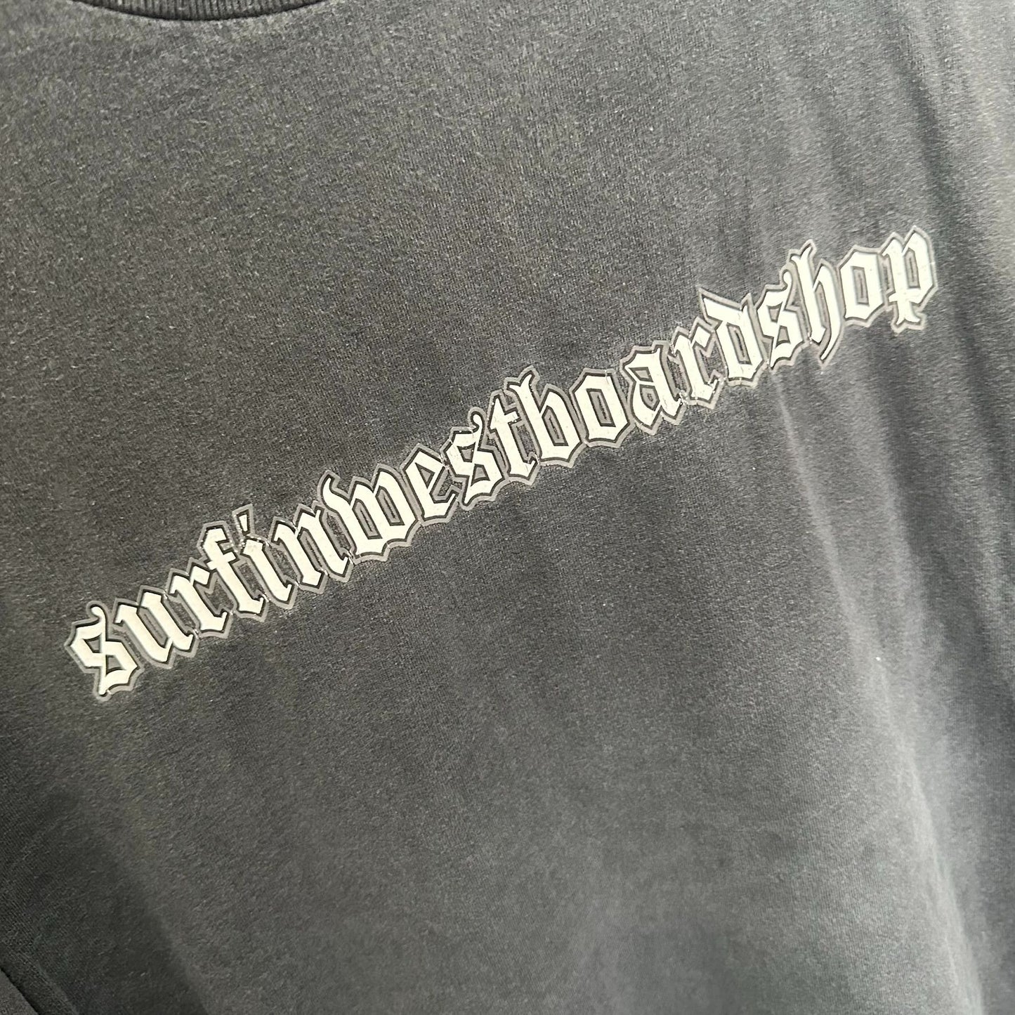 Vintage 90s Surfin' West Boardshop T-Shirt Goth Punk Skate Long Sleeve Black XL