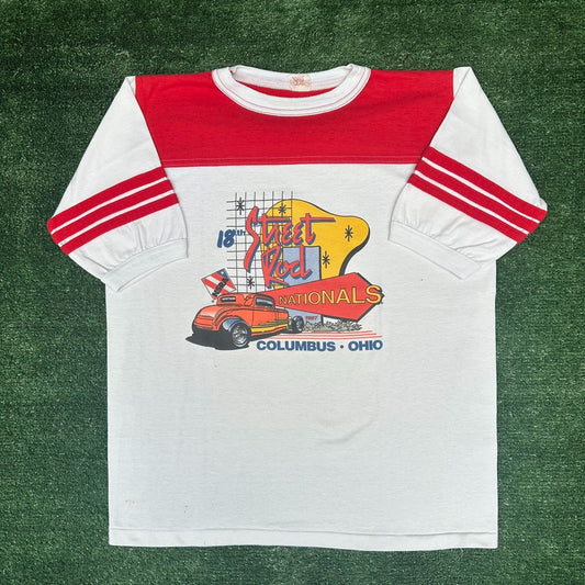 Vintage 80s NSRA Street Hot Rod Nationals 1987 Jersey T-Shirt Columbus Ohio L