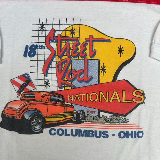 Vintage 80s NSRA Street Hot Rod Nationals 1987 Jersey T-Shirt Columbus Ohio L
