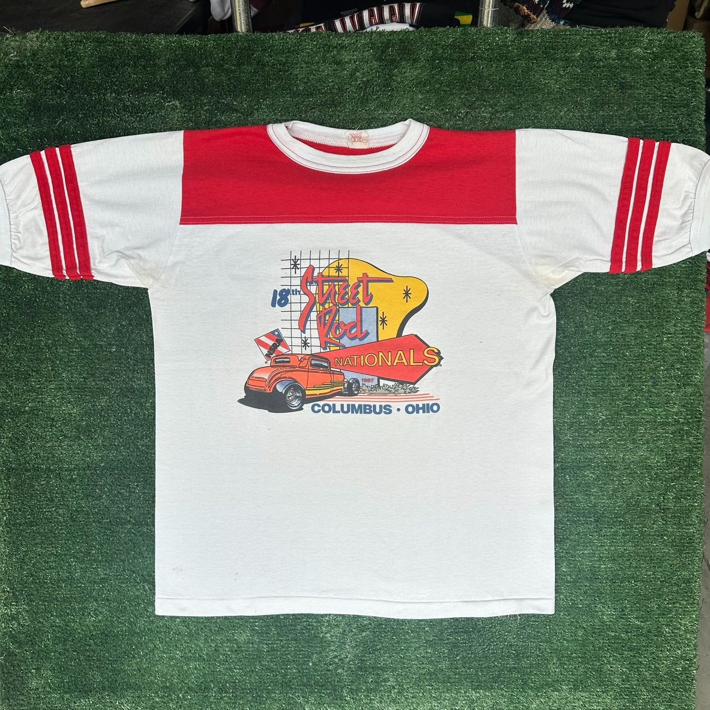 Vintage 80s NSRA Street Hot Rod Nationals 1987 Jersey T-Shirt Columbus Ohio L