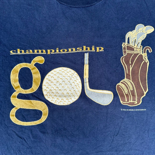 Vintage 90s Golf Championship T-Shirt Navy L Single Stitch 1993 Preppy Normcore