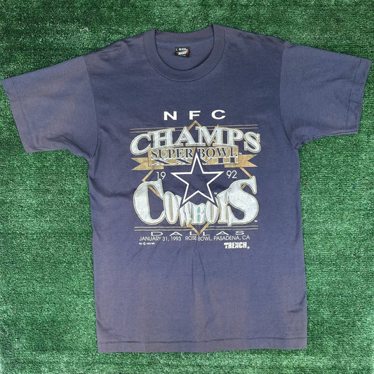 Vintage 90s Dallas Cowboys Super Bowl Champs 1992 T-Shirt Navy L Single Stitch NFL