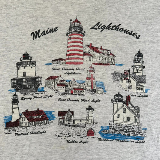 Vintage 90s Maine Lighthouse T-Shirt Gorpcore Coastal Grandma Single Stitch XL
