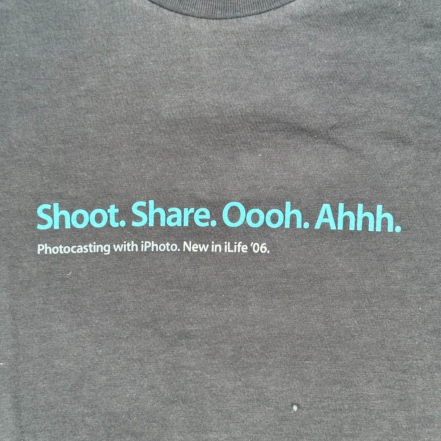 Vintage Y2K Apple iWeb iLife iPhoto T-Shirt 2006 Gray M Employee Promo Quote