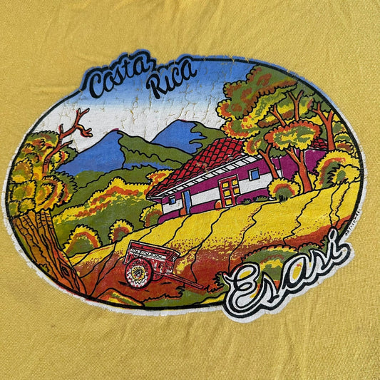 Vintage 80s Costa Rica Pura Vida T-Shirt Gorpcore Nature Yellow L Colorful Surf