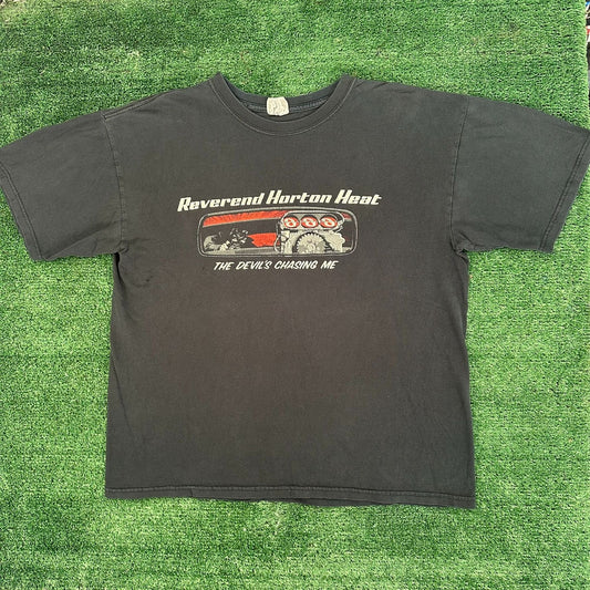 Vintage Y2K Reverend Horton Heat T-Shirt Psychobilly Black M Punk Grunge