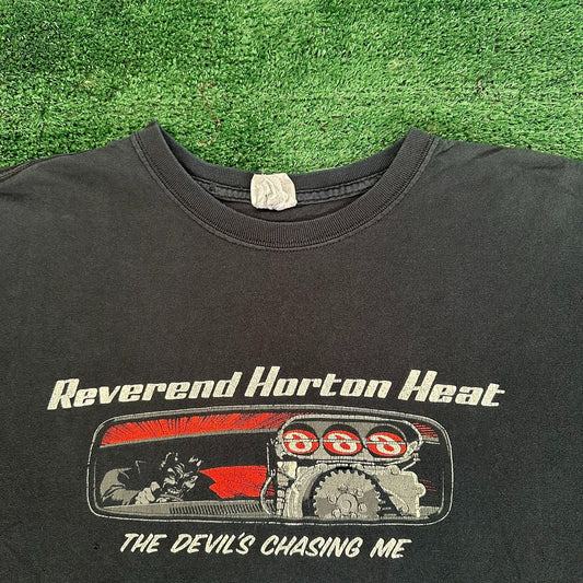 Vintage Y2K Reverend Horton Heat T-Shirt Psychobilly Black M Punk Grunge