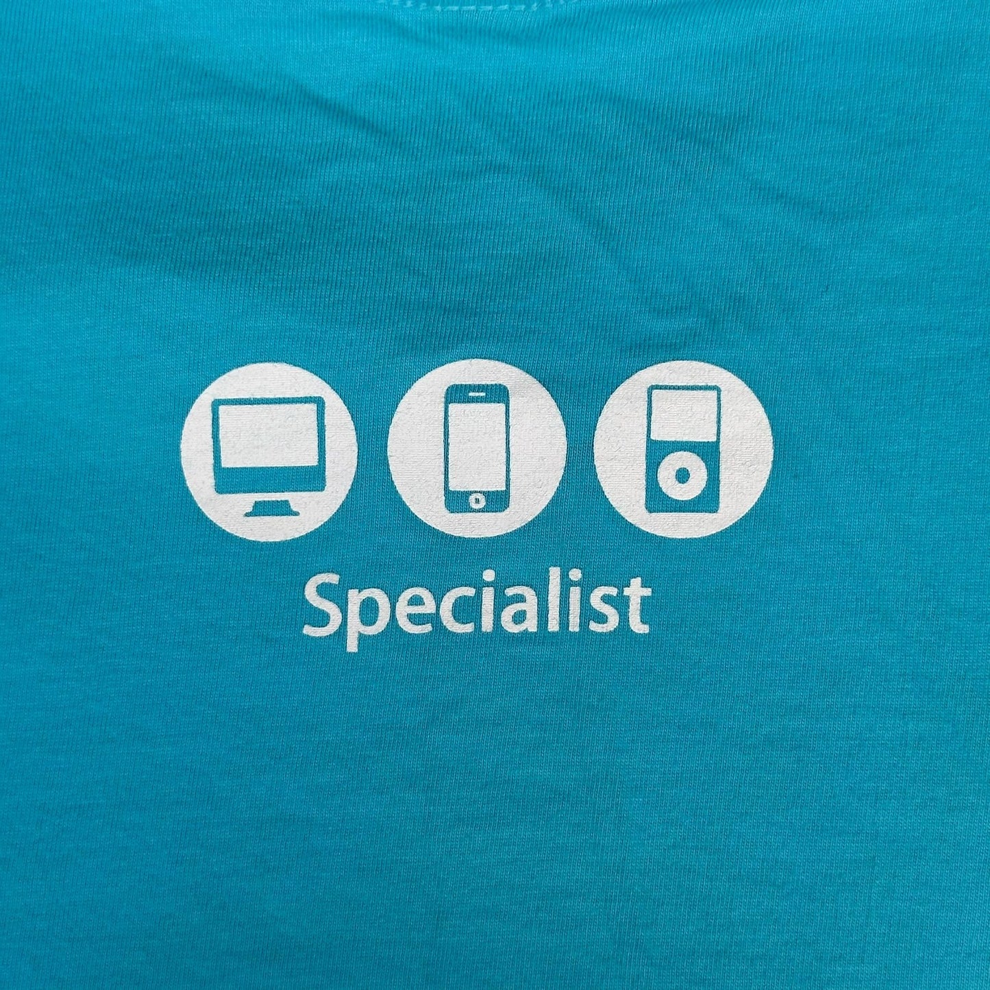 Vintage Y2K Apple Store Employee T-Shirt iPhone iPod Mac Promo Quote Blue S
