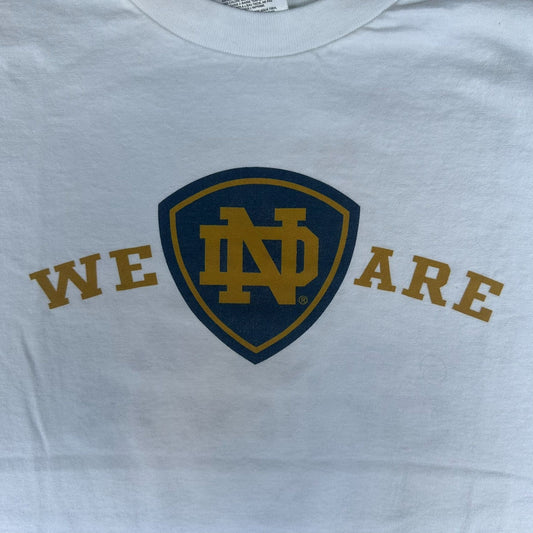 Vintage Y2K Adidas Notre Dame T-Shirt 3 Stripes Collegiate L White NCAA Sporty