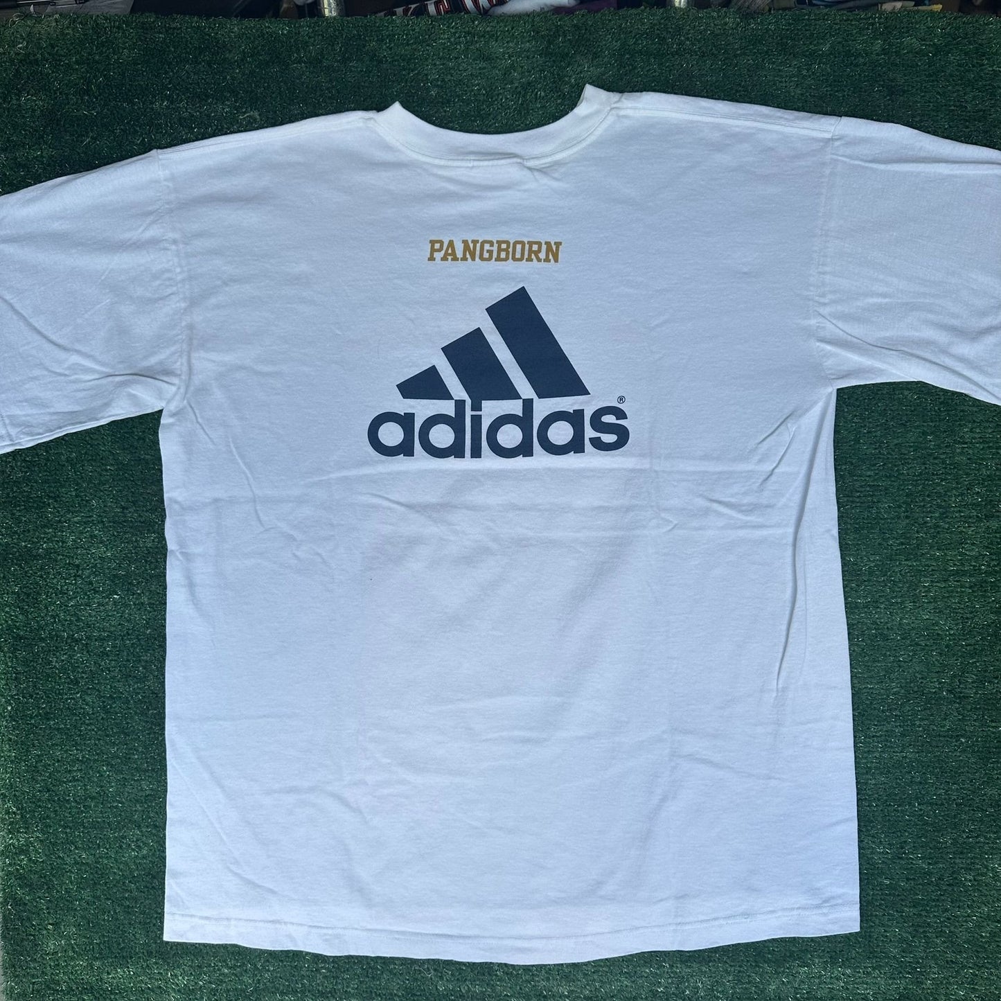 Vintage Y2K Adidas Notre Dame T-Shirt 3 Stripes Collegiate L White NCAA Sporty