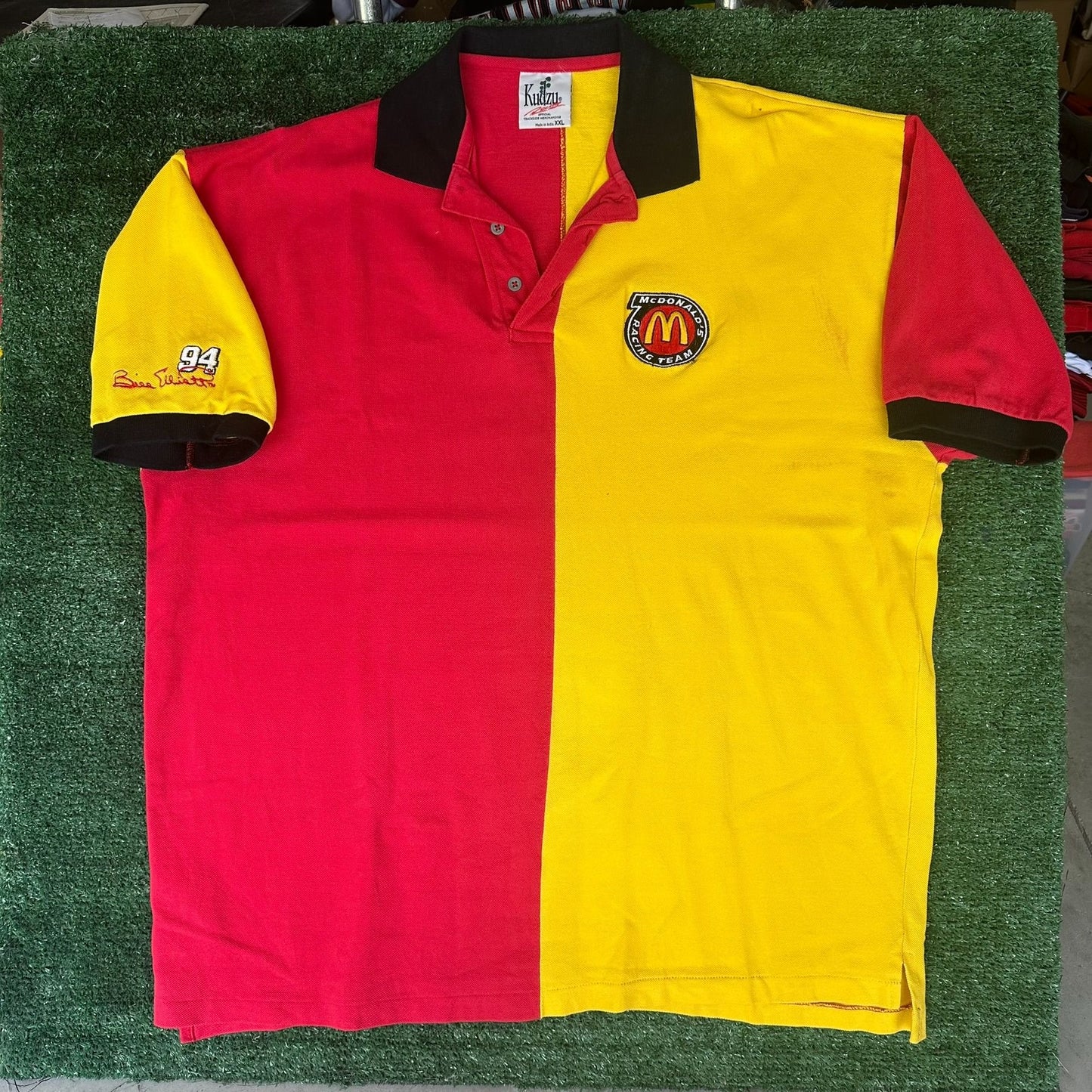 Vintage 90s NASCAR McDonald's Racing Team Polo Shirt Bill Elliott Two Tone XXL
