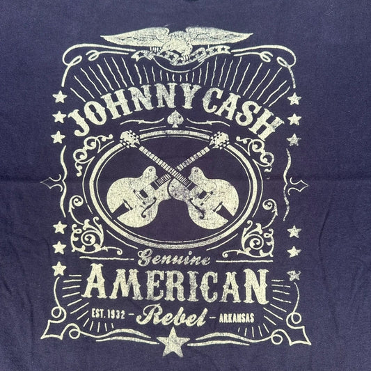 Vintage Y2K Zion Rootswear Johnny Cash Rebel T-Shirt Black L Outlaw Country Punk