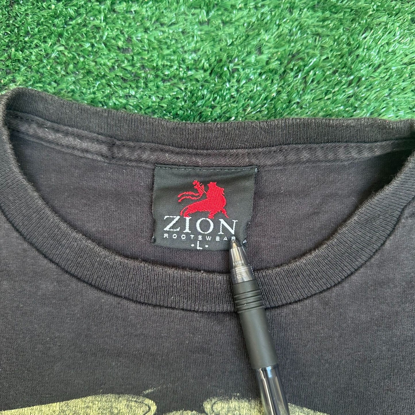 Vintage Y2K Zion Rootswear Johnny Cash Rebel T-Shirt Black L Outlaw Country Punk