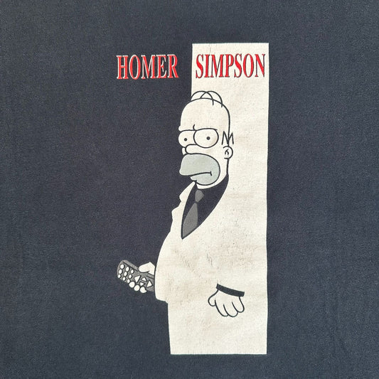 Vintage Y2K Homer Simpsons Scarface Parody T-Shirt Boxy Black XL Grunge Humor