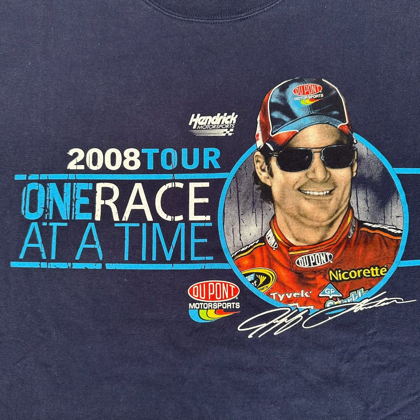 Vintage Y2K NASCAR Jeff Gordon T-Shirt Racing 2008 Tour Chase Navy L Streetwear