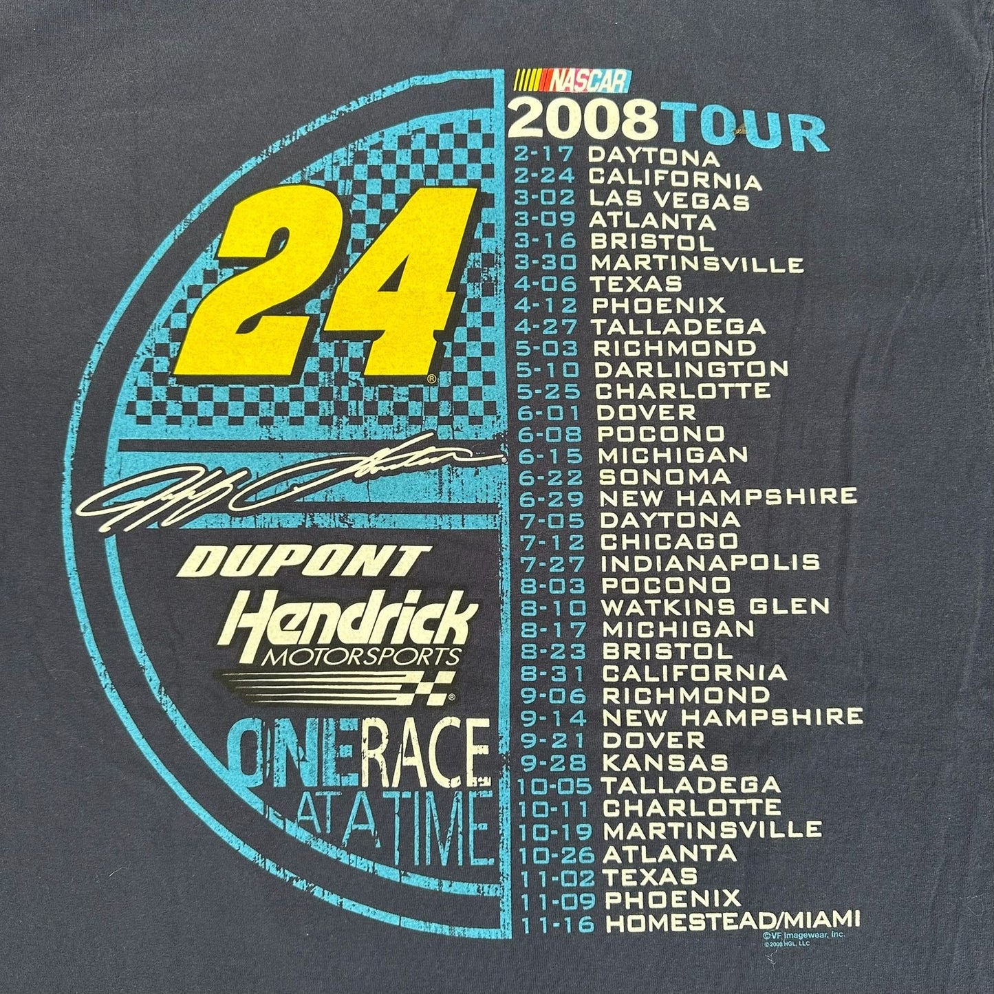 Vintage Y2K NASCAR Jeff Gordon T-Shirt Racing 2008 Tour Chase Navy L Streetwear