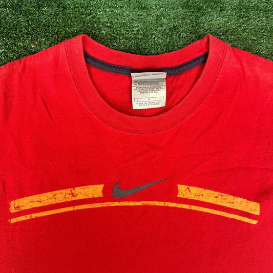 Vintage Y2K Nike Center Swoosh Muscle Shirt Sleeveless Tank Red L Surf Beach Gym