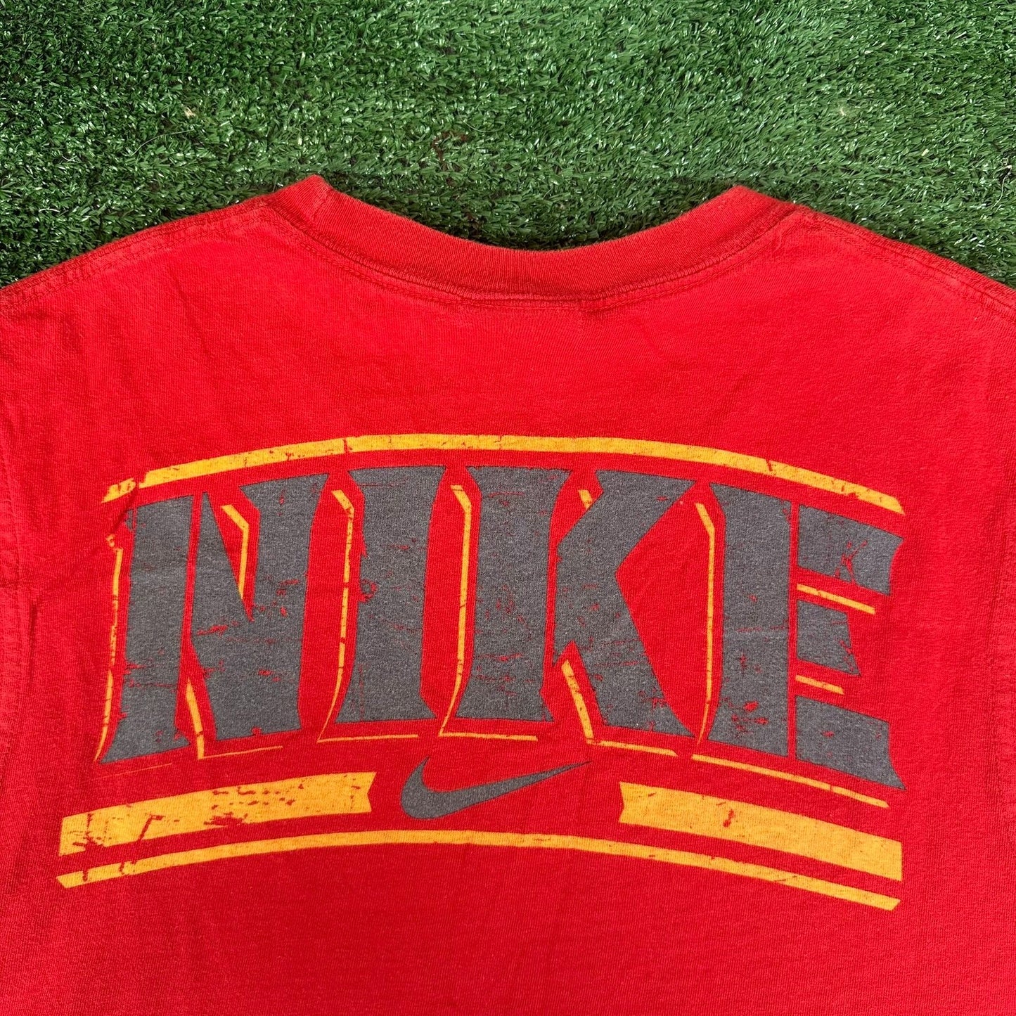 Vintage Y2K Nike Center Swoosh Muscle Shirt Sleeveless Tank Red L Surf Beach Gym