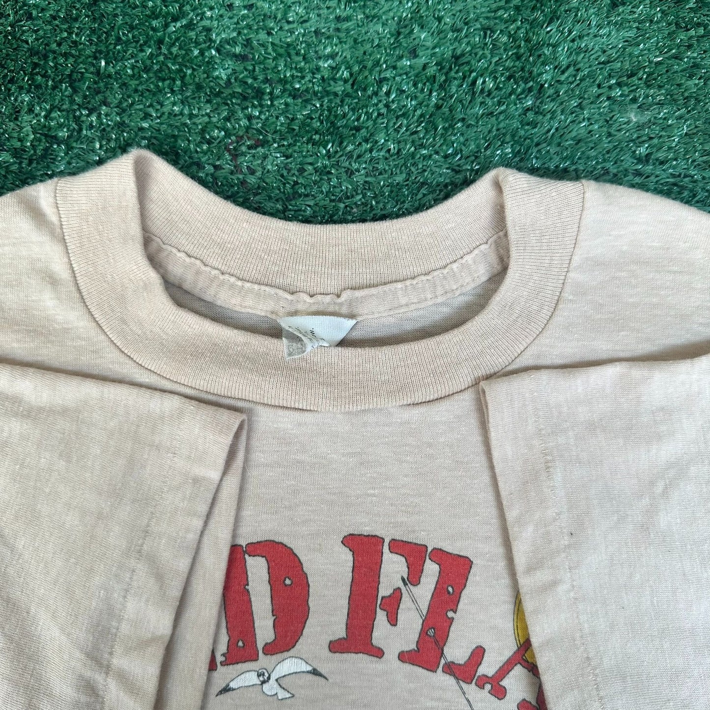 Vintage 80s MacDill AFB Hospital T-Shirt Military Air Force Single Stitch Beige