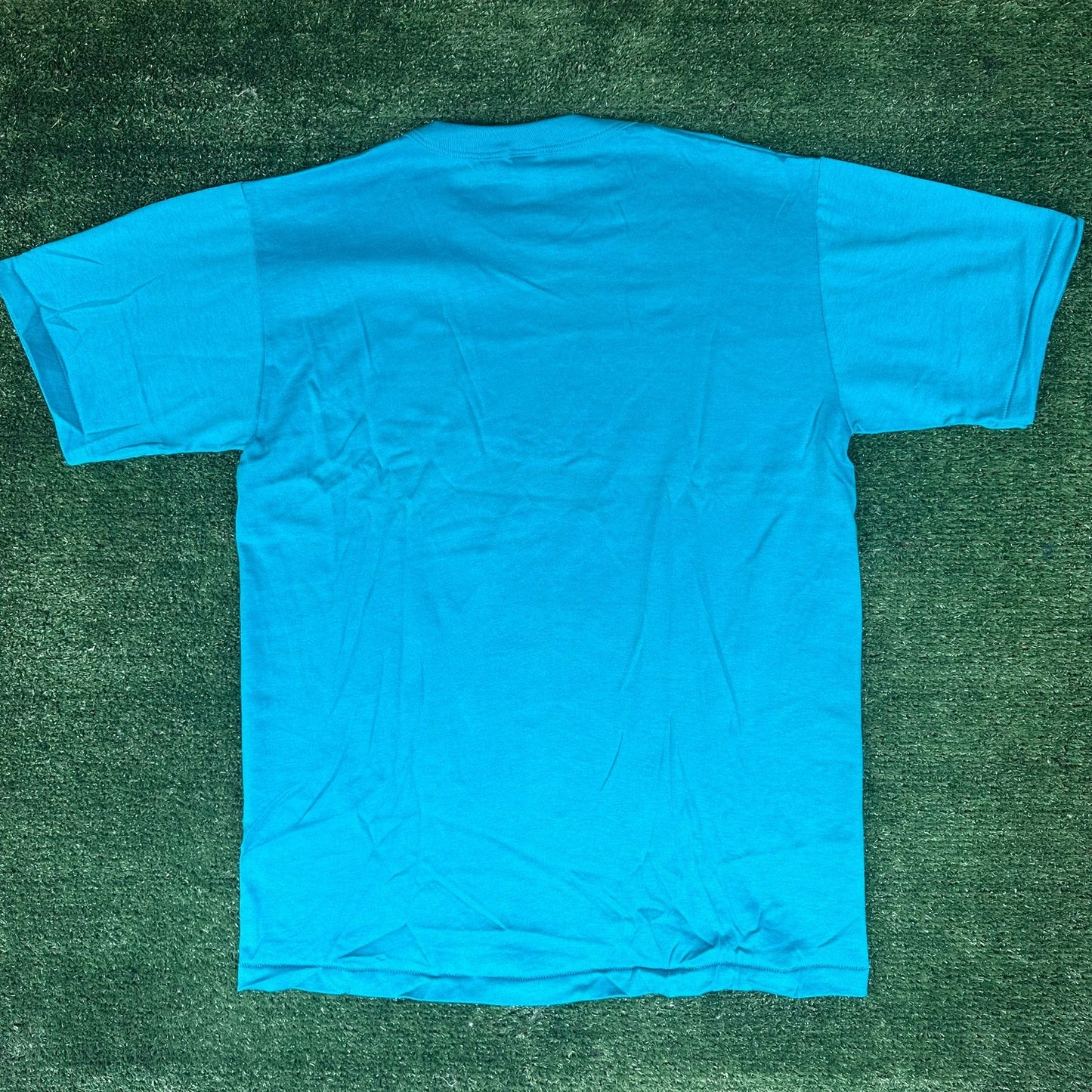 Vintage 80s Russell Athletic Blue Blank T-Shirt Plain Single Stitch Boxy M NWOT