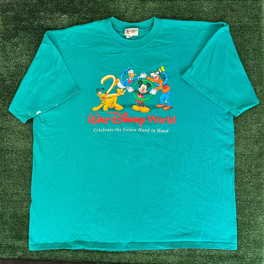 Vintage Y2K Walt Disney World 2000 T-Shirt Kidcore XXL Mickey & Friends Colorful